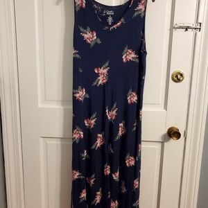 Croft & Barrow Navy Floral Dress with HiLo Hem